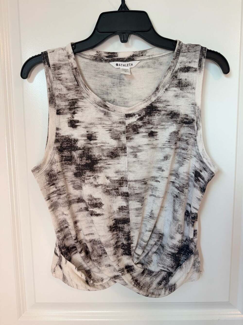 Athleta Breezy Twist Tank Top in Black and White Marble Print